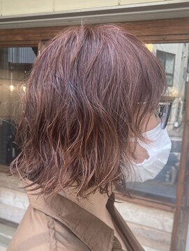 アミュレット バイ サファリ 西荻窪(AMULETTE BY SAFARI) 《お客様スタイル69》ボブパーマ×オレンジピンク