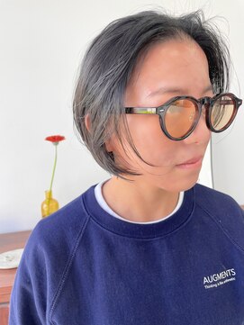 ヘアー アイス 御器所本店(HAIR ICI) 20代30代秋冬暗髪カラーレイヤーボブパーマ小顔ショート