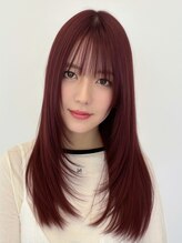 ルージュシー 堀江(RU10C) レイヤーカット/ブリーチなしダブルカラー/ボルドーブラウン