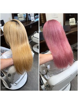 ムーブ(Moob) 女性らしい華やかなpink color×髪質改善カラー【別府】