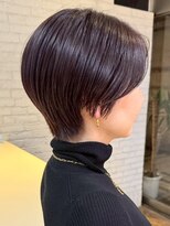 青山白髪ぼかしハイライトウルフショートボブグレージュ40代50代