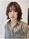 ハイライトカラーアプリコットオレンジくびれヘア