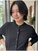 カーテンバングレイヤーボブ外はねボブ小顔ボブ大人ショート40代