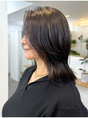 大人レイヤーカット/ミディアムレイヤー/前髪なし/30代40代50代