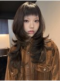 レイヤーカット/ダークブラウン/グレージュ/前髪カット/名古屋