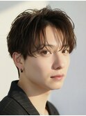 韓国マッシュフェザーパーマニュアンスパーマセンターパート黒髪