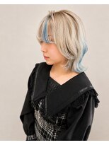 ヘアサロンラルガ 下曽根店(Hair salon Raruga) くびれボブ/水色/ベージュ/デザインカラー