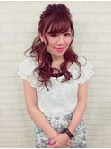 編み込みハーフアップ巻き下ろし