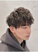 マッシュ波巻きツイストスパイラルパーマツーブロック刈り上げ