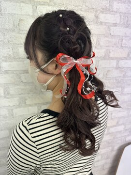 ヘアセット専門店 ナゴミ 池袋店(nagomi) 編み込み×ツインテール×リボン×ハート×パールアレンジ