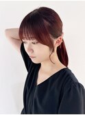 ピンクヘアー秋色透明感カラーウルフレイヤーロング_ba534311