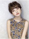 ゆるふわショート/フレンチショート/くせ毛風/カーキアッシュ