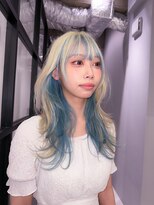 インナーカラー/アイスブルー/レイヤーカット