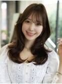 ワンカールレイヤーカット美髪バング薄め前髪小顔カット