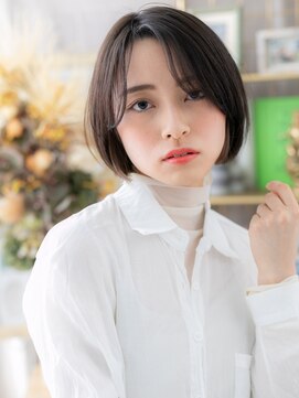 カバーヘア ブリス 北浦和(COVER HAIR bliss) 黒髪スモーキーカラー小顔切りっぱなしボブc8北浦和20代30代40代