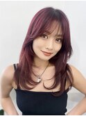 海外レイヤー ボルドーカラー レイヤーカット 渋谷 表参道