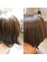 施術メニュー【ポイントストレート】お悩み「前髪の流し終わりがハネる、ブローが大変」［髪質改善］