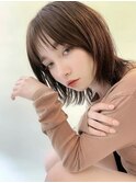 グレージュ ブリーチなし 透明感カラー 外巻きボブ ウルフ恵比寿