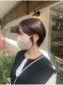 丸みショート × red brown