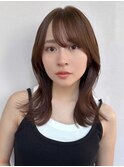 ★くびレイヤーエモージュ前髪薄めバング小顔カット大人ガーリー