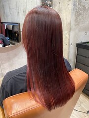 ブリーチなしダブルカラー/オレンジヘア/ツヤ髪/姫カット