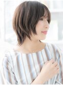★グレーベージュ大人美人ひし形ボブウルフカット30代40代★10