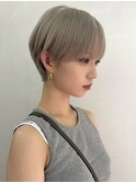 ハンサムショートハイトーン前髪なしWカラーダブルカラー30代