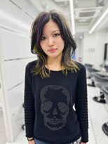 ギグスダブル 栄久屋大通店(gigs double)&nbsp;ウルフミディ/メッシュカラー/パープル×イエロー