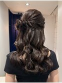 ハーフサイドお団子/ヘアアレンジ/ロングアレンジ/ハーフアップ
