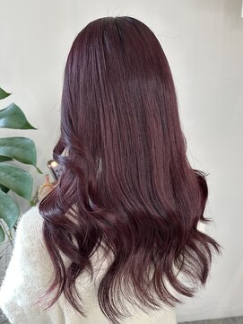 ピークスヘア(peaks hair) ボルドーピンク ピンクボルドー ブリーチ1回 暖色カラー 堀江