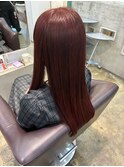 ブリーチ無しのレッドブラウンヘア