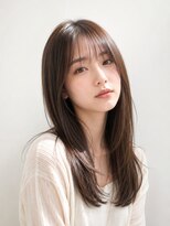 アンサ 伏見桃山店(ANSA) 透け感ブラウン×顔まわりレイヤーロング