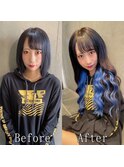アクアブルーインナー#シールエクステ#リラックスウェーブ#柏