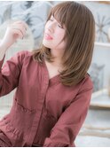 斜めバングカーキグレージュ小顔3Dレイヤーc5越谷20代30代40代