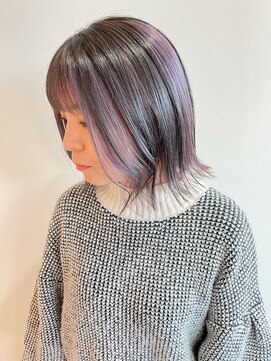 フープヘアー(HOOP.HAIR) 切りっぱなし　パープルカラー