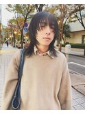 メンズカットダークアッシュウルフカット