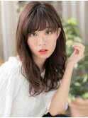 抜け感斜めバング韓国風巻きニュアンスパーマc6戸頭20代30代40代