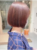 Say.ショートボブチェリーブラウン地毛風ストレートミニボブ青山