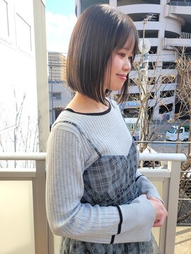 ツイギー 宮西店(TWiGGY) ぱつっとロブ×ブリーチ無しミルクティー