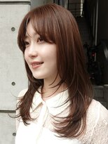 ナループロアポンテ(Nalu pu loa PONTE)&nbsp;ハッシュレイヤーミディアムレイヤーブラウンベージュ前髪パーマ