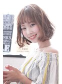ミルクブラウン/ダークパープル/ナチュラルショート/夏/センター