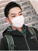 メンズ くせ毛を活かしたパーマ風ウェットベリーショート