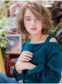 ハイトーンカラー小顔くせ毛風ツヤボブパーマ2h2川口0代30代!