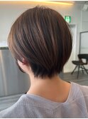 大人ラフウェーブ20代30代40代ボブブラウンスウィングショート