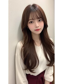 ダンケ(Danke) 小顔薄めバンググレーベージュレイヤーロング