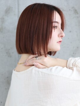 シェール(cher) 切りっぱなしボブ/ブラウンレッド