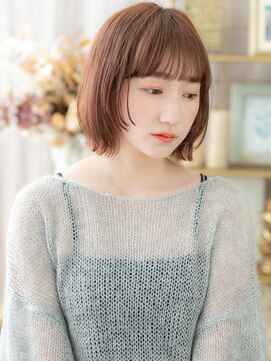 カバーヘアアンドスパ ブリス 浦和(COVER HAIR&SPA bliss) 韓国風ベージュピンク外ハネ透け感ミニボブレイヤー20代30代c8
