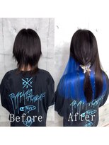 あるじゃんすー 千葉店&nbsp;ブラック×ブルー#シールエクステ#デザインカラー#インナー#千葉