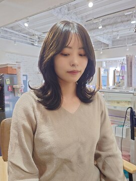 ラボヌール ヘアー エクラ(La Bonheur hair eclat) 外ハネくびれ巻ミディアムレイヤー