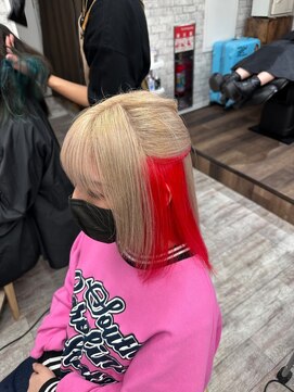 サロンジオ 本厚木(salon the O's) 黒髪/前髪パーマ/グレーベージュ/レイヤーロング/インナーカラー